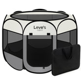 Love's cabin playpen para perro gris, ideal para uso interior y exterior.