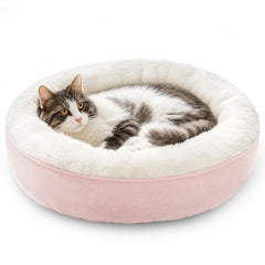 Love's cabin cama-donut rosada general para gatos y perros pequeños con confort
