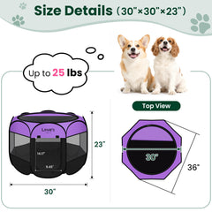 Love's cabin jaula plegable para gato mediano morada, perfecta para uso cómodo en casa.