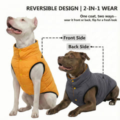 LovinPet capa para perro grande, reversible, con dos lados naranja y gris.