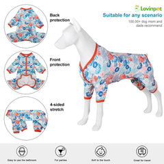 LovinPet pijama azul con botones frontales, cuello en V para vestir fácil