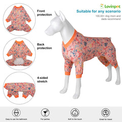 LovinPet pijama para perro grande, cuello en V con flor, comodidad y estilo