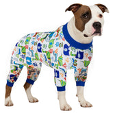 LovinPet Pijama para perros grandes con dinosaurio blanco, cómodo para uso diario.