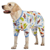 LovinPet pijama para perro grande con dinosaurio, cómodo para jugar y proteger heridas.