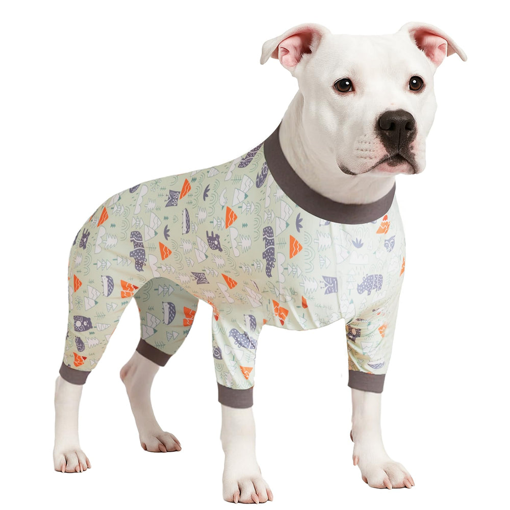 LovinPet pijama para perro grande: vista frontal, estampado salvia, cómodo para dormir diario