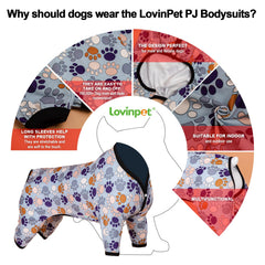 LovinPet pijama para perros grandes, impresión de patas gris acero, estilo moderno.
