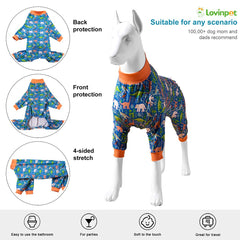 LovinPet pijama para perro grande, tejido elástico ligero que facilita movilidad.
