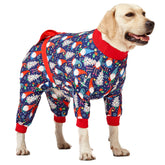 LovinPet pijamas navideñas para perro grande, vista frontal en color azul marino.