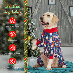 LovinPet pijamas navideñas, manga larga, facilita movilidad diaria en azul marino.