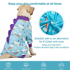 LovinPet pijama con decoración dinosaurio y cuello pétalo, conjunto cómodo para fiestas