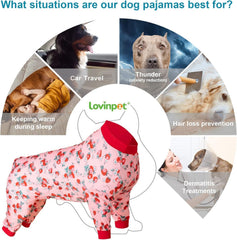 LovinPet pijamas con botones y dinosaurio, diseño chic para perros grandes