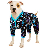 LovinPet pijama pitbull frente con diseño ola blanco, cómodo para uso diario.