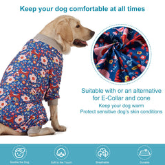 Pijama LovinPet de tejido elástico para movimientos suaves en perros grandes.