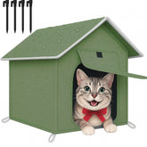 Loyareal casa-gatos-exterior con techo triangular impermeable protege de la lluvia