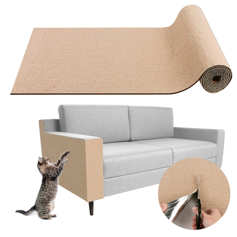 LSGCQ alfombra rasca-gato adhesiva beis, instalación fácil para proteger muebles