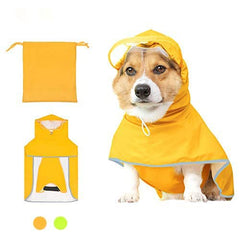 Luccalily capa lluvia perro capucha amarilla: mantiene seca a tu mascota en paseos bajo lluvia.