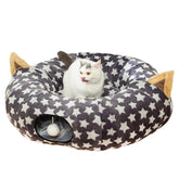 LUCKITTY tunel gato gris con estrellas, diseno flexible para esconderse y jugar