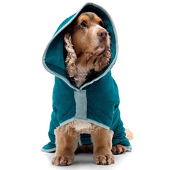 Bata Lucky Pooch Teal para perro, secado rápido tras paseos mojados