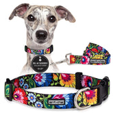 Lucky Love Dog collar con diseño floral vibrante para paseos con estilo.