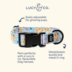 Lucy & Co. collar floral morado: diseño atractivo para perros con estilo