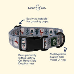 Collar Lucy & Co con estampado de muñeco de nieve, cómodo para paseos.