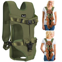 Lukovee mochila para perro frontal verde para paseos cómodos y cercanía.