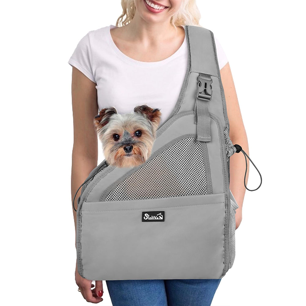 Lukovee Sling para perro pequeño con fondo duro removible, ideal para paseos cómodos