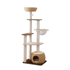 LULUCAT árbol para gatos de 63 pulgadas con plataformas de madera para juego y descanso