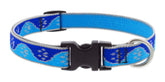 Collar Lupine reflectante para perro azul patas, ajuste 13-22 pulgadas, alta visibilidad nocturna.