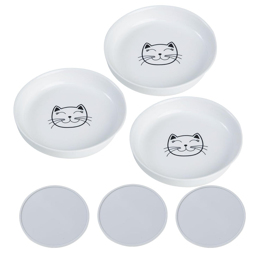 Lusifaco pack 3 tazones ceramica blancos para comida y agua