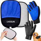 Guantes LVGSUN deshedding para pelo de mascotas, acción rápida y eficaz.
