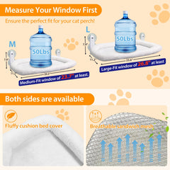 Instalación fácil de la hamaca de ventana para gatos con instrucciones simples.