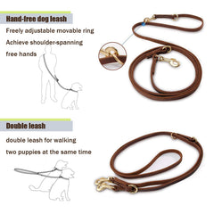 LWBMG correa cuero doble, para dos perros o longitud ajustable.