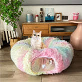 Mabaytir tunel cama para gatos plegable en arcoíris, espacio cómodo para jugar