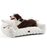 Made4Pets cama para perro con diseño de cuadros y pelo sintético para comodidad diaria.