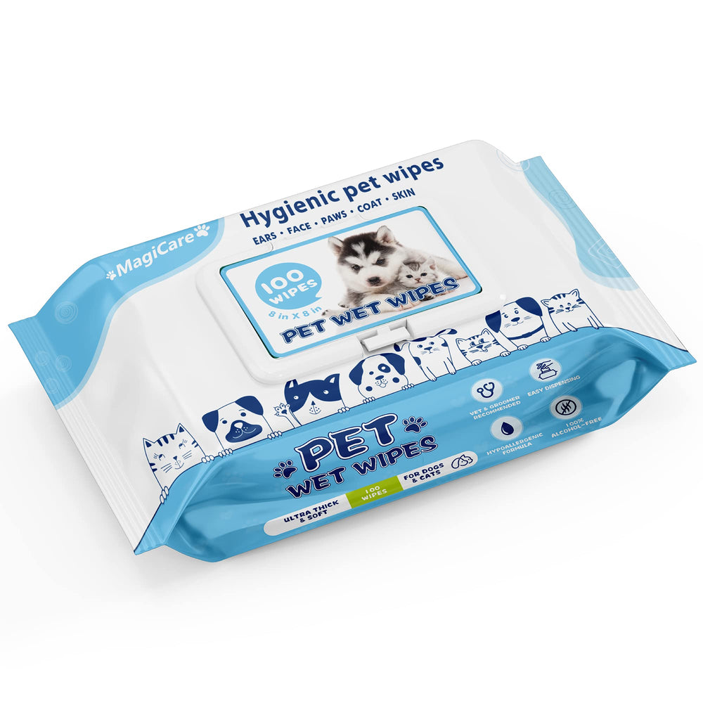 MAGICARE Pet Wipes: pack de 100 toallitas para una limpieza rápida en casa.