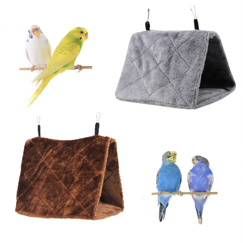 Magnoloran nido para pajaro, cama peluche marrón gris, descanso cómodo.