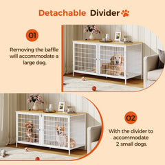 MAHANCRIS jaula-dos-perros-con-divisor-removible, ajuste flexible para dos mascotas.