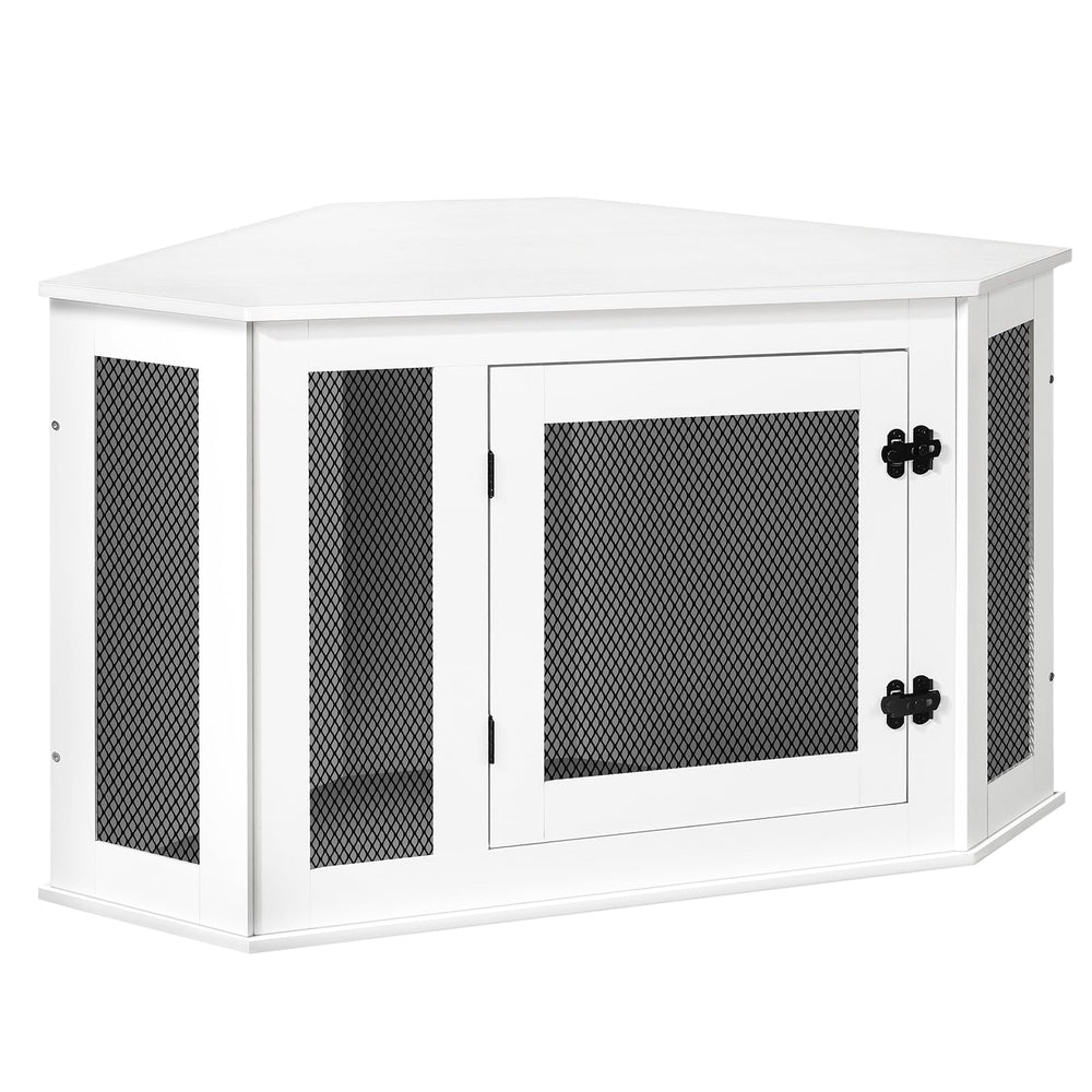 MAHANCRIS jaula-perro-esquina-mueble, ideal para aprovechar rincones y refugio cómodo
