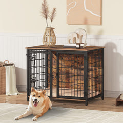 MAHANCRIS jaula-perro-mueble-con-cama-interior: refugio cómodo para tu mascota dentro del hogar.