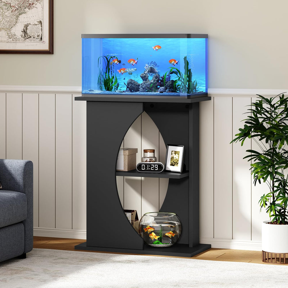 MAHANCRIS soporte acuario 10 galones, vista frontal, estable para tanque y accesorios.