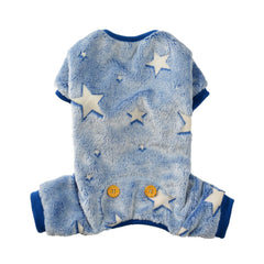 Maigllra pijama para perro que brilla en la oscuridad, ideal para caminatas nocturnas.