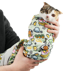 maiwoste envoltura para gatos XL en primer plano, comodidad y seguridad durante el aseo.