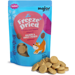 MAJOR PETS bocadito redondo de salmón salvaje y batata para recompensa diaria.