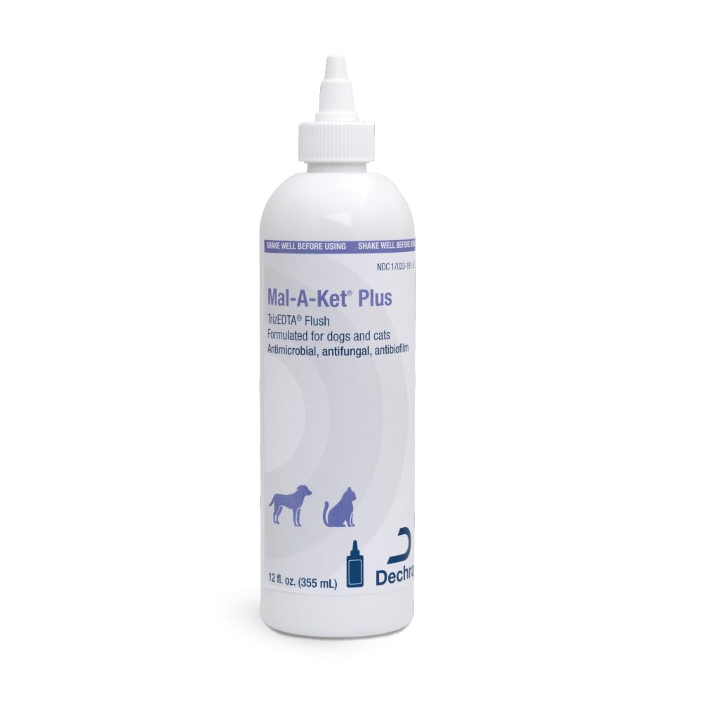Botella de Mal-A-Ket Plus TrizEDTA Flush para limpieza suave de oídos en perros y gatos