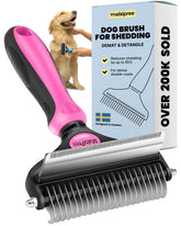 MalsiPree cepillo para perros 2 en 1, rosa, facilita cepillado y deslanado.