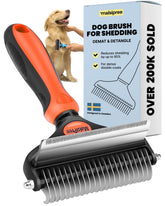 Cepillo para perros MalsiPree, cabezal grande naranja, deslanado suave para grooming.