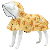 Mamore capa de lluvia para perro amarilla, vista frontal, protege del agua.