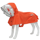 Mamore capa para perro con capucha, vista frontal, mantiene al perro seco.