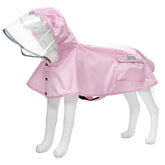 MAMORE impermeable para perro en rosa con capucha ajustable para paseos bajo lluvia.